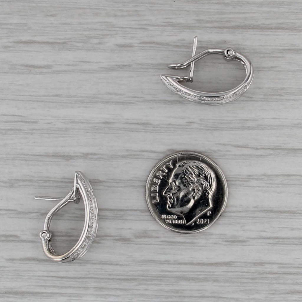 0.20ctw Diamond J-Hook Earrings 18k White Gold Omega Back Drops