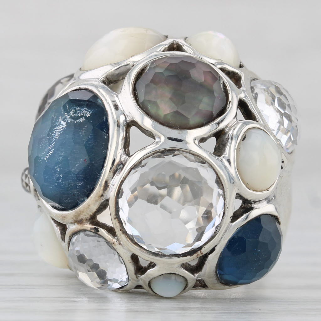 Light Gray Ippolita Rock Candy Collection Ring Sterling Silver Mother of Pearl Quartz