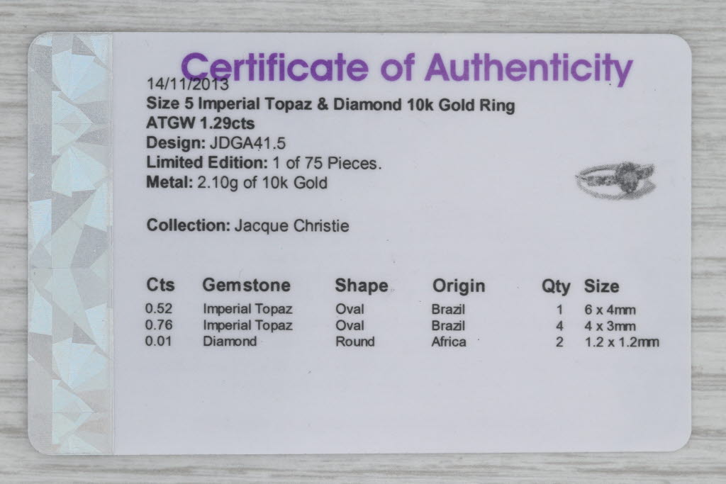 Gray 1.34ctw Yellow Topaz Diamond Halo Ring 10k Gold Size 5 COA Jacque Christie
