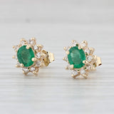 0.95ctw Emerald Diamond Halo Stud Earrings 14k Yellow Gold