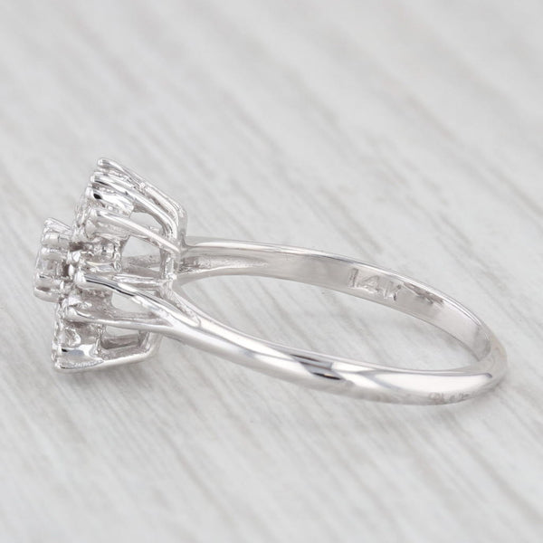 0.15ctw Diamond Cluster Engagement Ring 14k White Gold Size 7.5