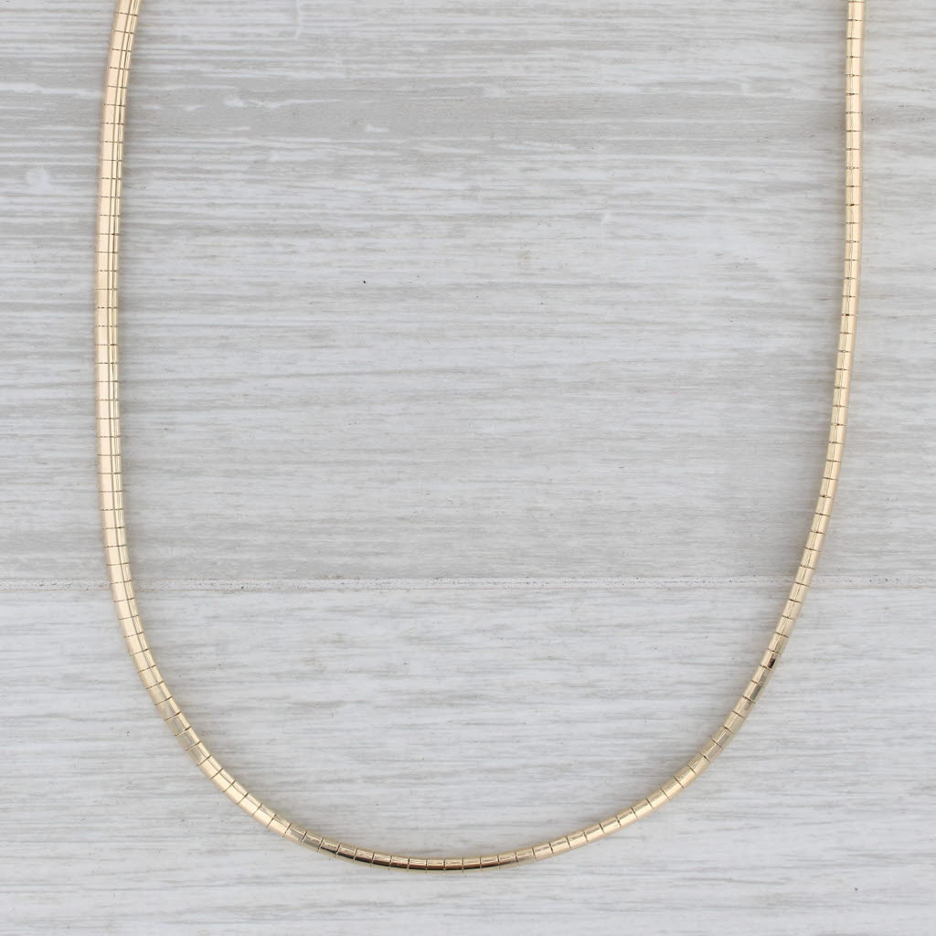 Gray Omega Chain Necklace 14k Yellow Gold 16" 3.8mm