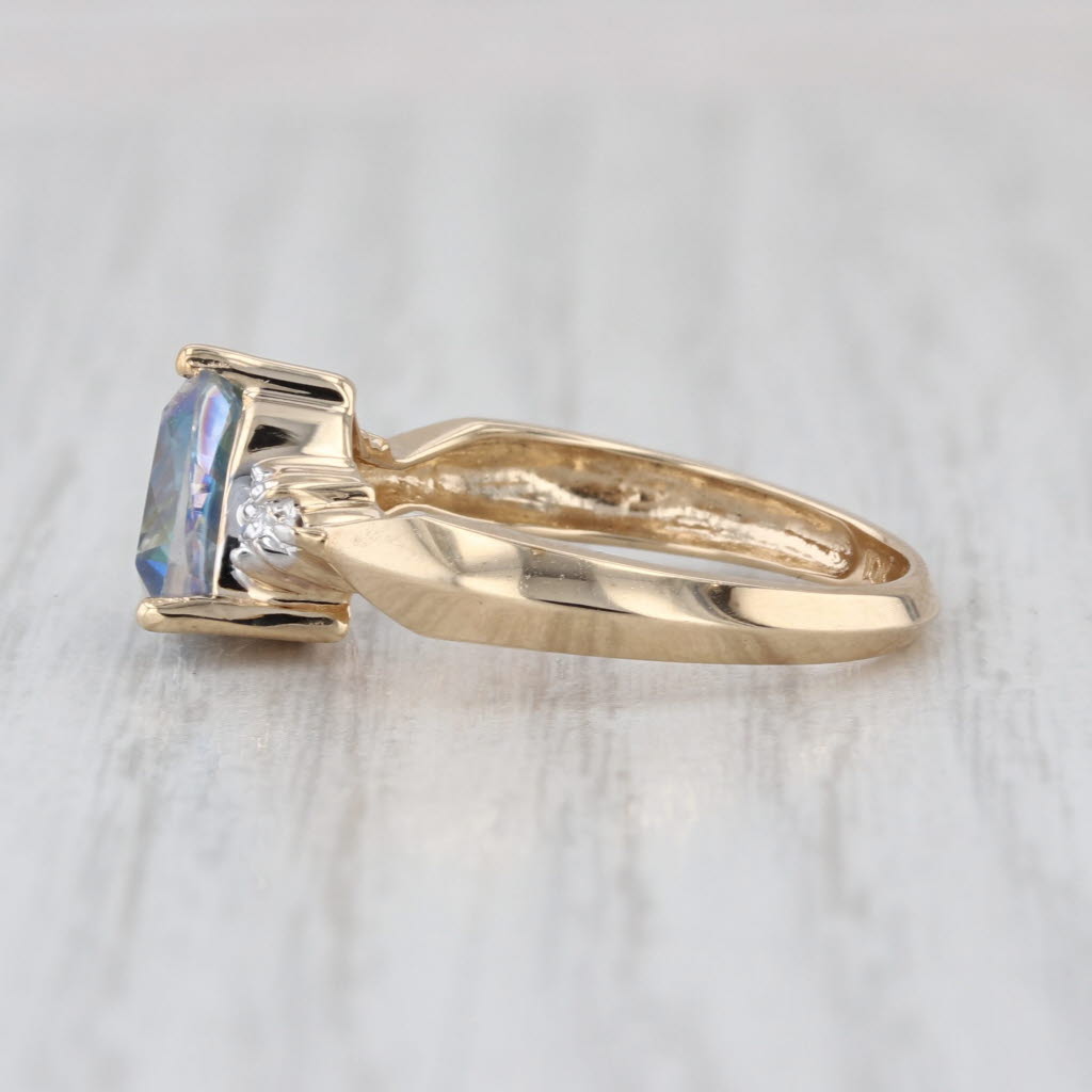 2.10ct Mystic Topaz Diamond Ring 10k Yellow Gold Size 7
