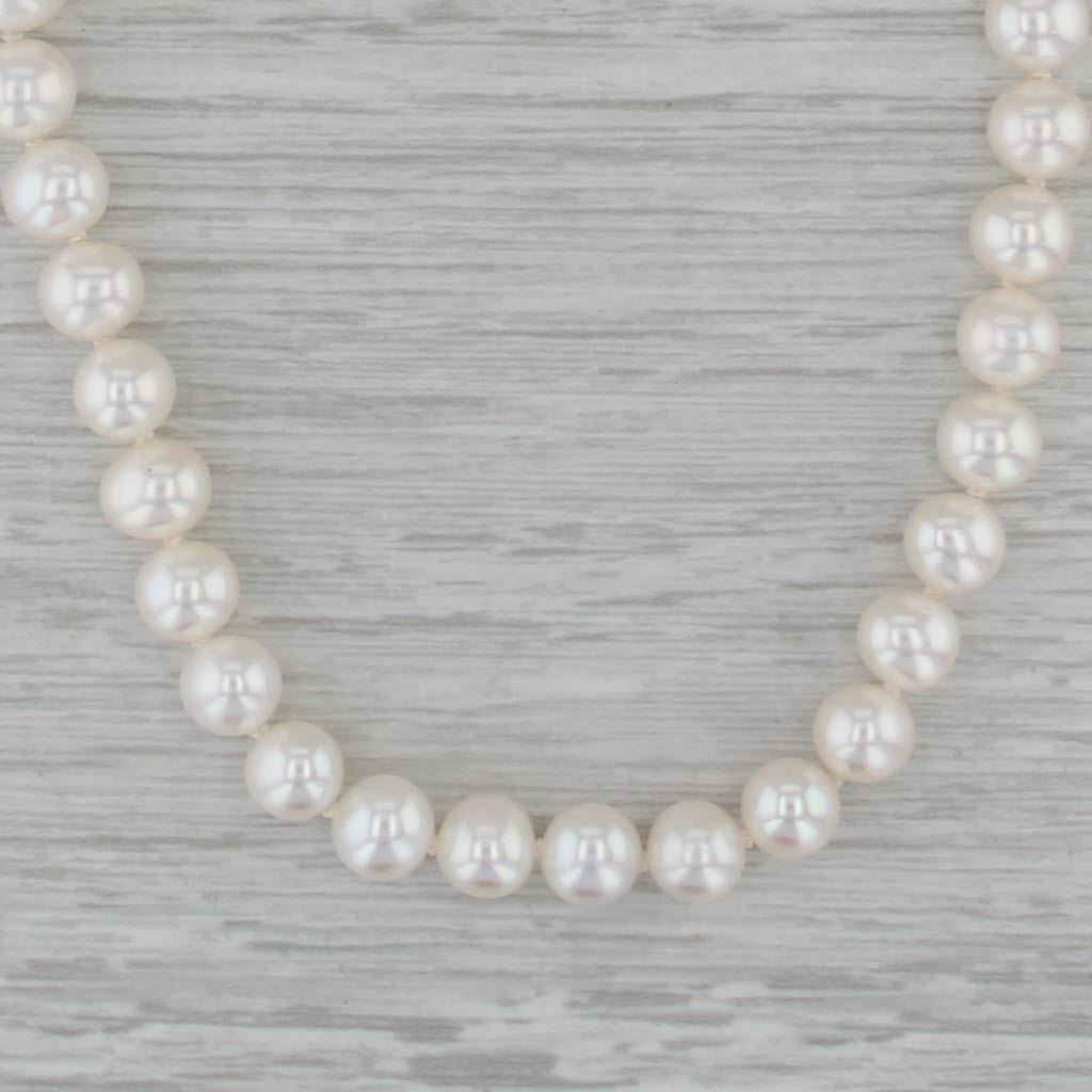 Cultured Pearl Bead Necklace 14k Gold 30" Long Single Strand