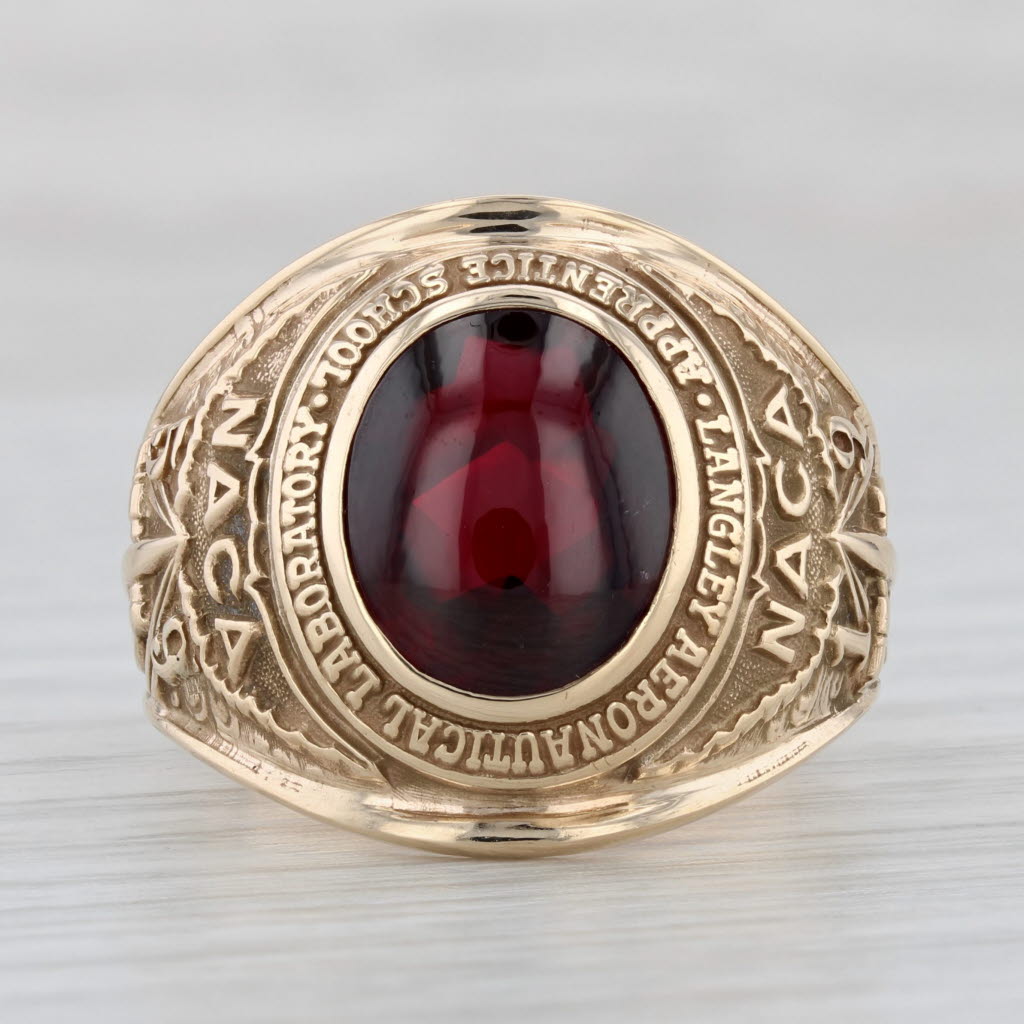 Gray Langley Aeronautical Laboratory Apprentice School Ring Lab Created Ruby 10k Gold