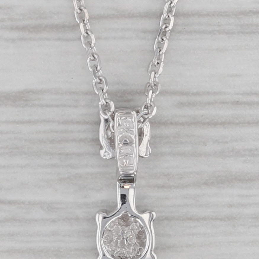 Gray Illusion Cluster Pendant Necklace 14k White Gold 17.75" Cable Chain