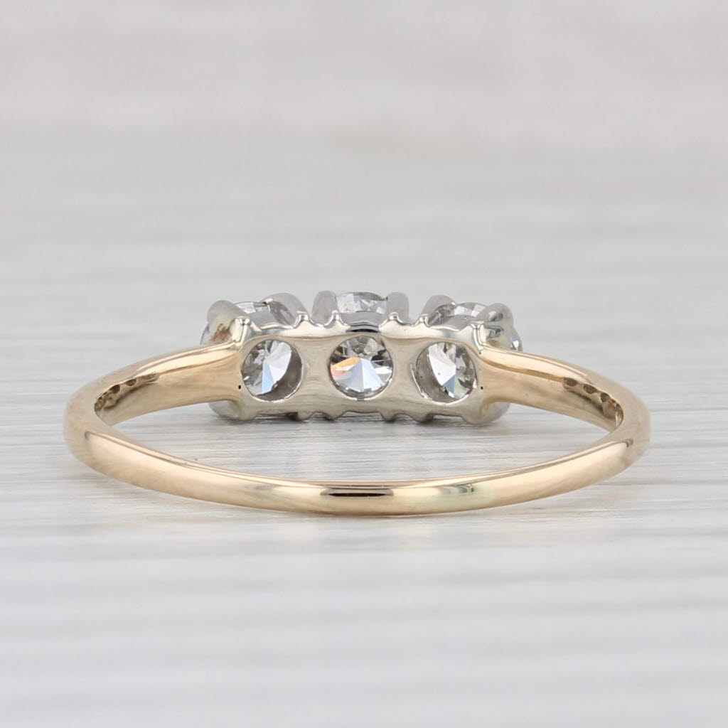 Light Gray Vintage 0.56ctw Diamond 3-Stone Engagement Ring 14k Yellow Gold Size 8