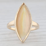 Cellini Mother of Pearl Navette Ring 14k Yellow Gold Size 5.5 Cabochon Solitaire