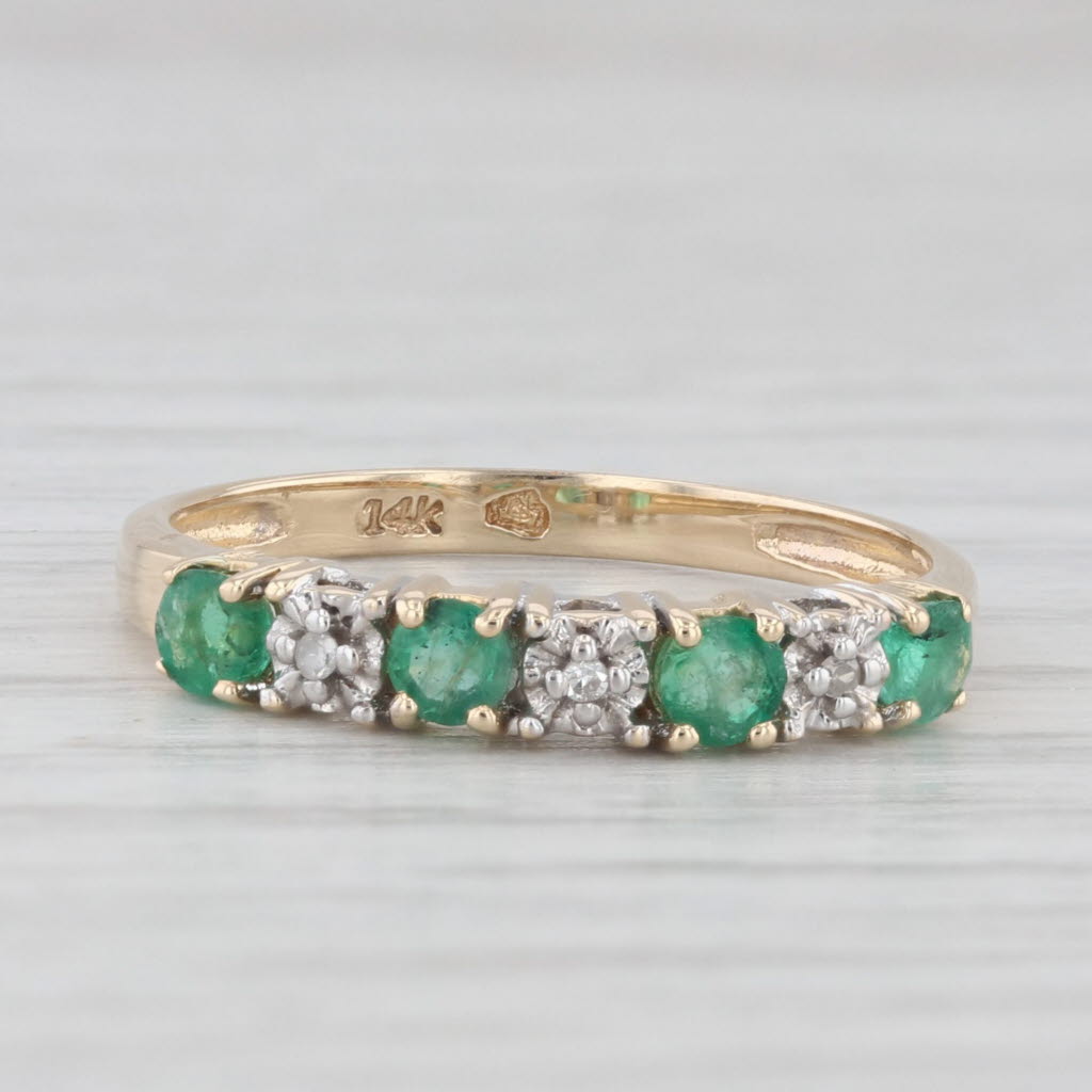 Light Gray 0.34ctw Emerald Diamond Ring 14k Yellow Gold Size 6.25 Stackable Wedding Band