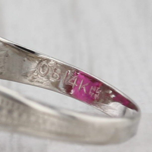 3.56ctw Vintage Ostby Barton Lab Created Ruby Signet Ring Diamond 14k Gold Sz 4