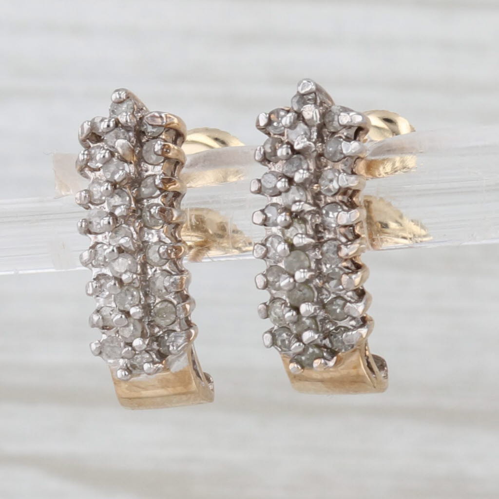 0.37ctw Diamond J-Hook Earrings 10k Yellow Gold Pierced Screw Backs