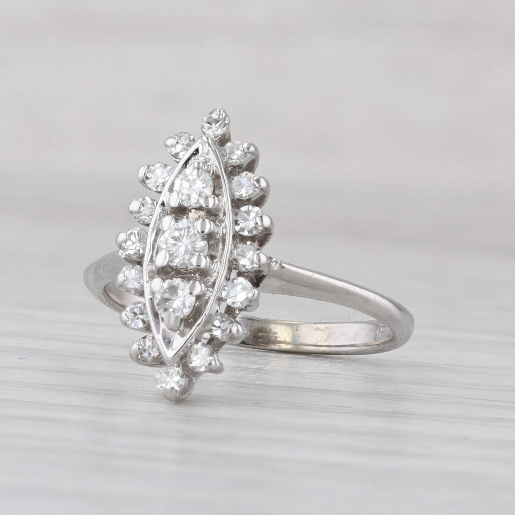 0.36ctw Diamond Halo Ring 14k White Gold Size 6 Marquise Engagement