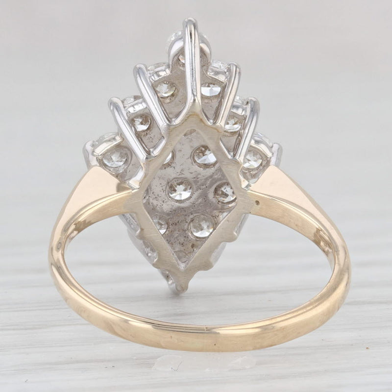 Light Gray 1.20ctw Diamond Cluster Ring 14k Yellow White Gold Size 5.75 Engagement