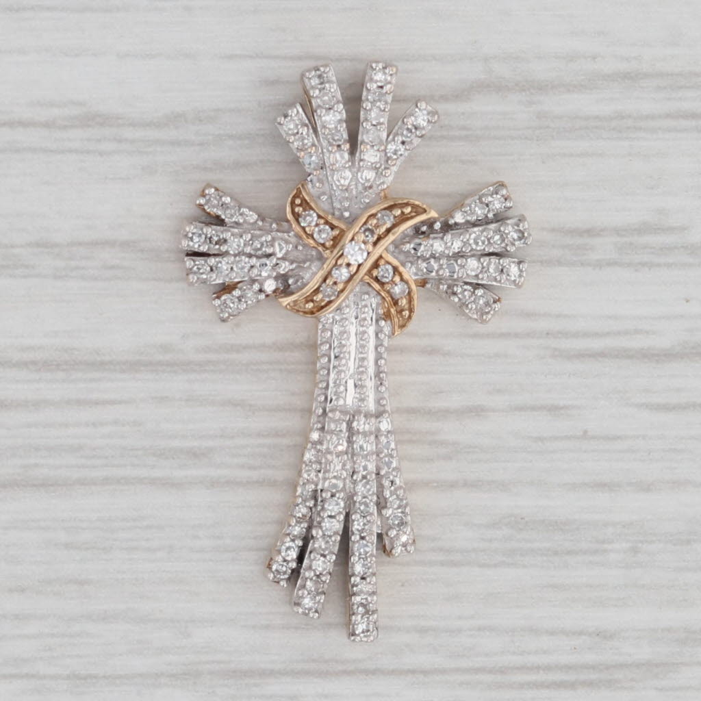 Gray 0.19ctw Diamond Cross Pendant 10k White Yellow Gold