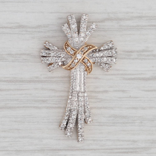 Gray 0.19ctw Diamond Cross Pendant 10k White Yellow Gold