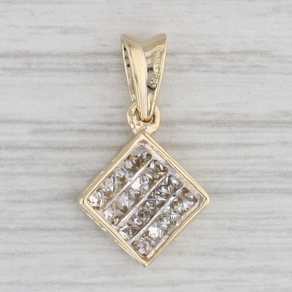 Gray 0.35ctw Diamond Pendant 14k Yellow Gold Small Drop