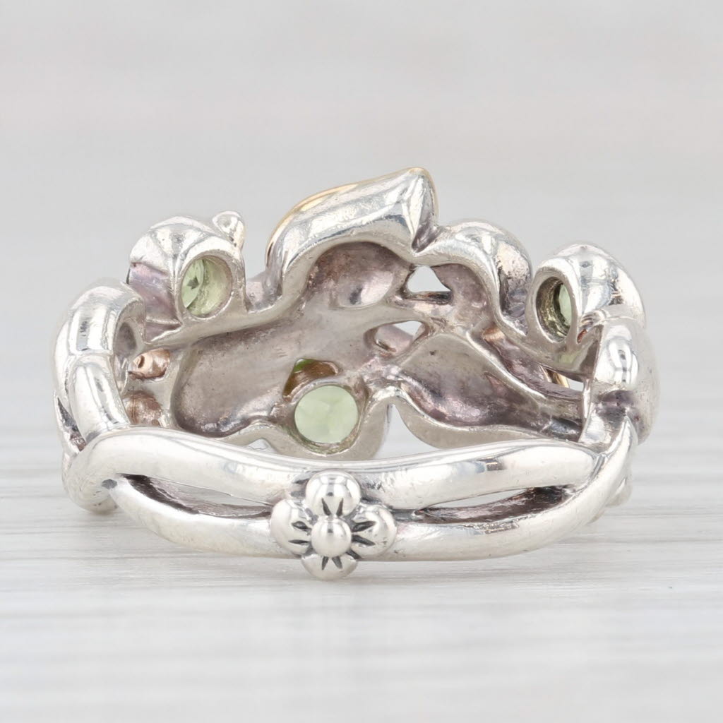 Light Gray Bixby 0.60ctw Peridot Flower Ring Sterling Silver 18k Gold Size 6 Statement