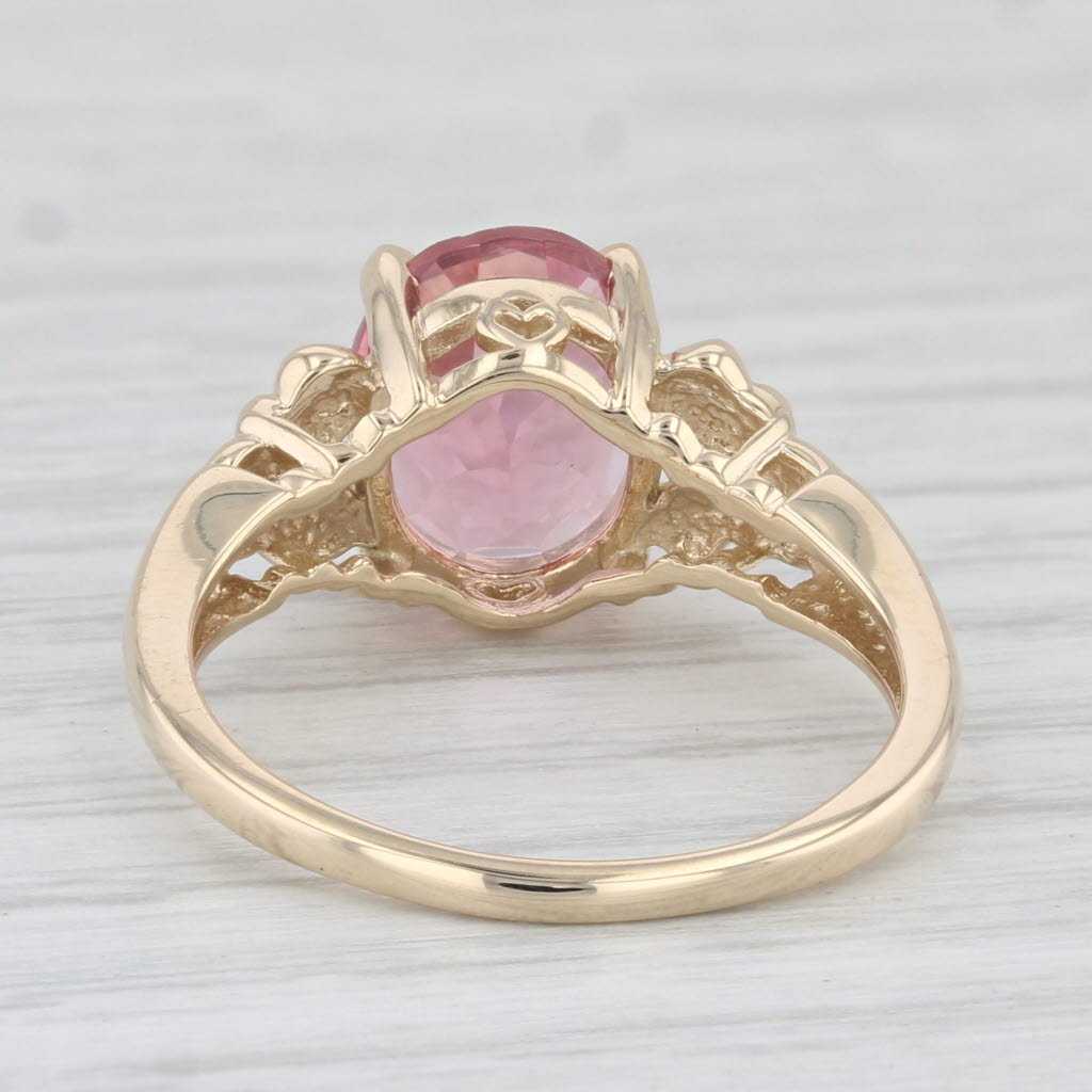 Light Gray 3ct Pink Tourmaline Oval Solitaire Ring 14k Yellow Gold Size 7