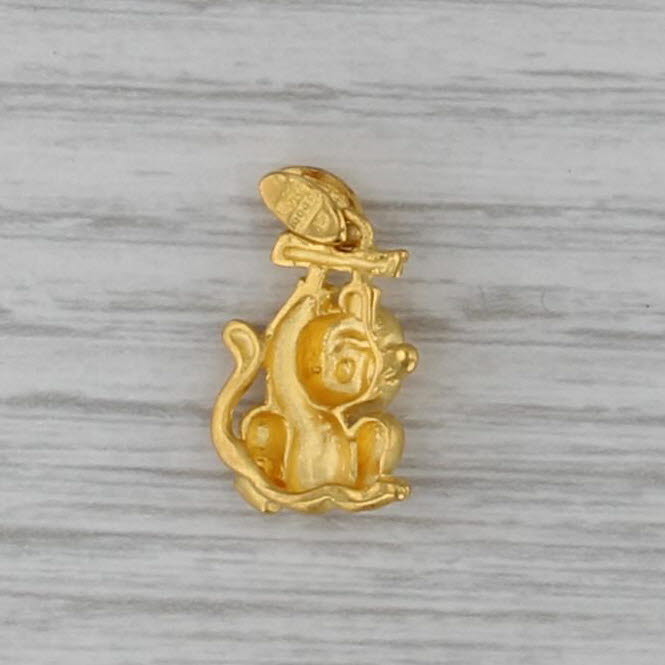 Swinging Monkey Pendant 999 Fine Yellow Gold Small Drop