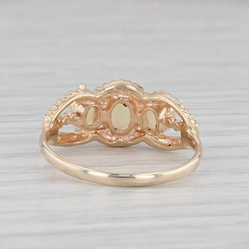 Opal Cabochon 3-Stone Ring 14k Yellow Gold Size 7.5
