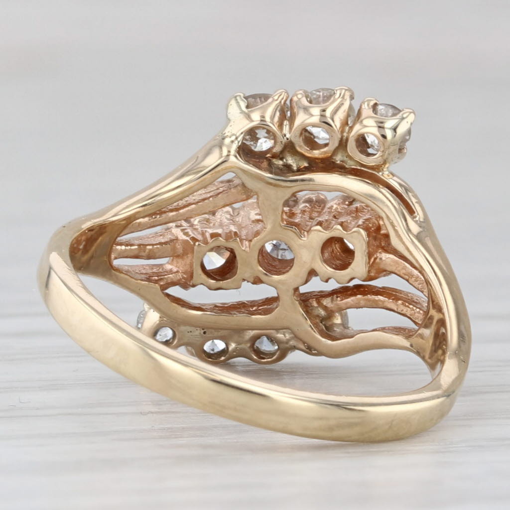 0.90ctw Diamond Bypass Ring 10k Yellow Gold Size 6.5 Cluster