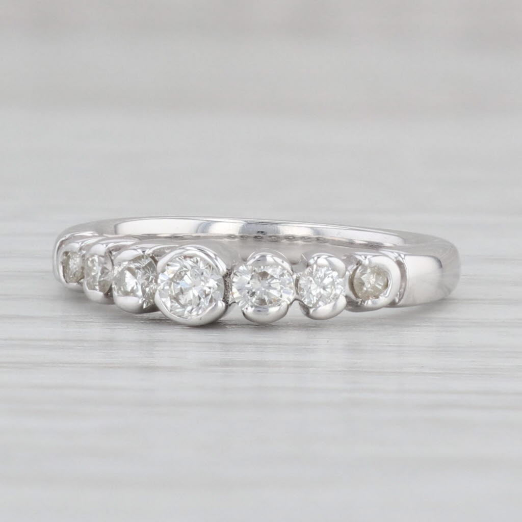 Light Gray 0.38ctw Tiered Round Diamond Ring 14k White Gold Size 5 Stackable