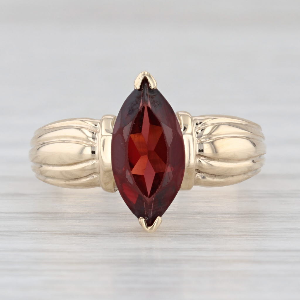 2ct Garnet Marquise Solitaire Ring 10k Yellow Gold Size 6.75