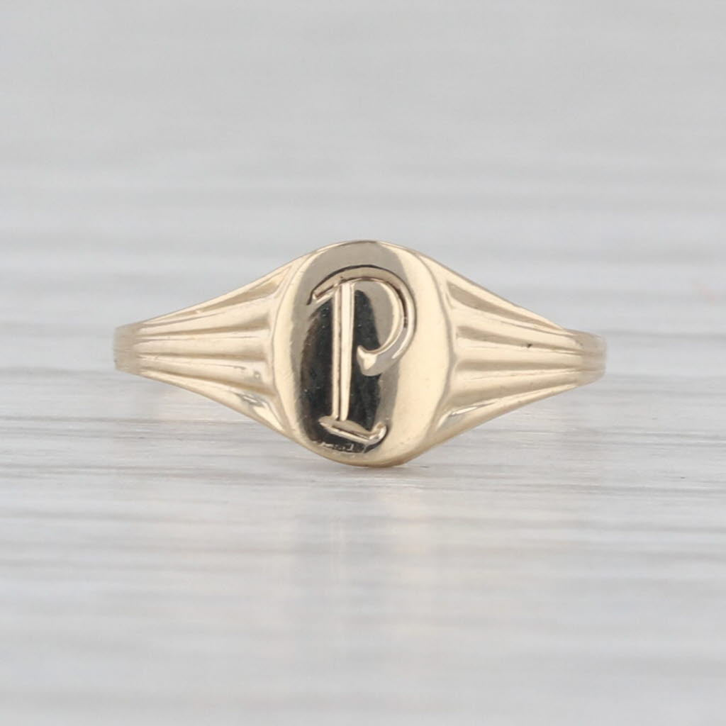 Vintage Initial P Signet Ring 10k Yellow Gold Size 1 Baby