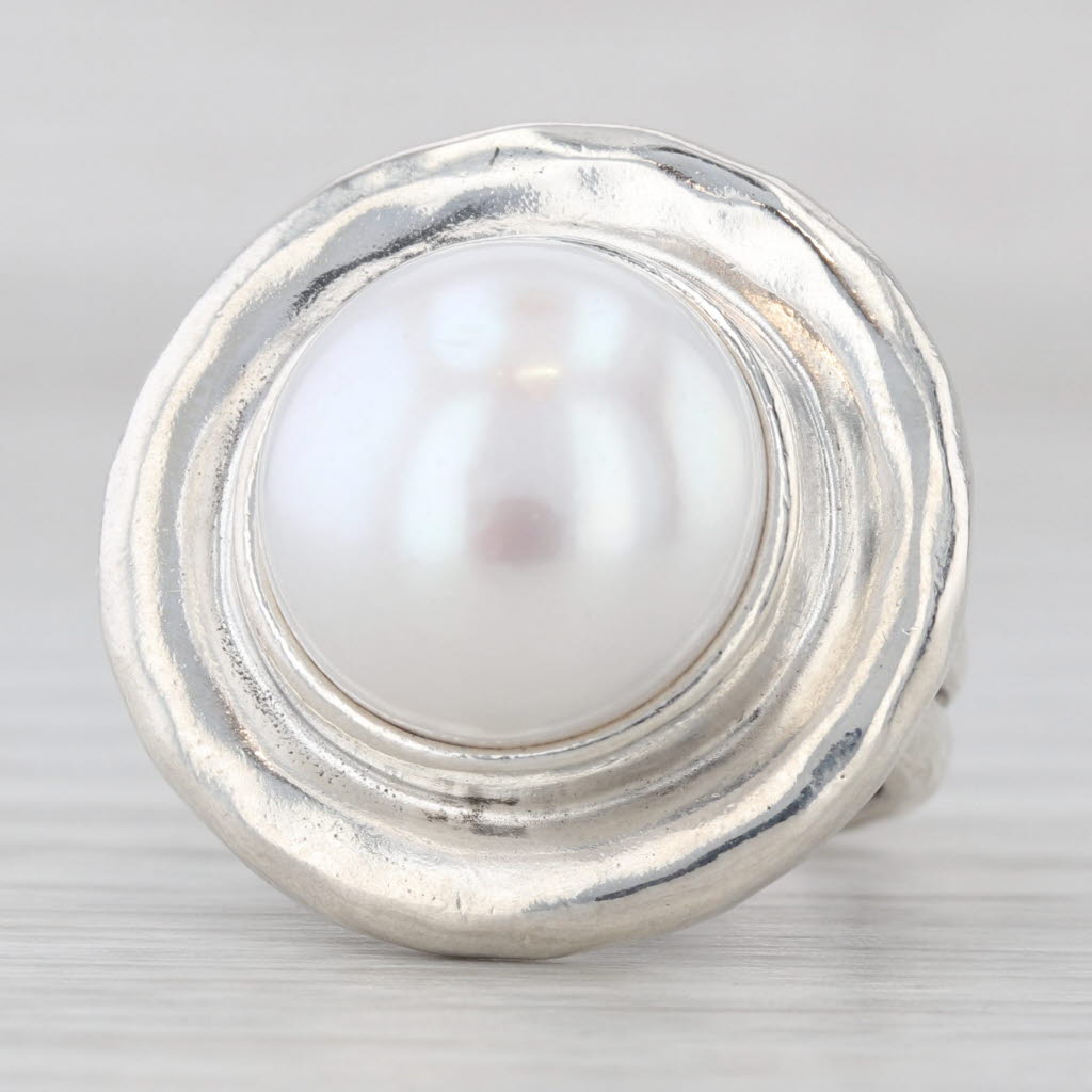Light Gray Silpada 13.7mm Cultured Pearl Ring Pure Romance R3366 Sterling Silver Size 6