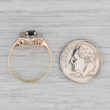 0.50ctw Blue Sapphire Diamond Ring 12k Gold Platinum Vintage Engagement Size 6
