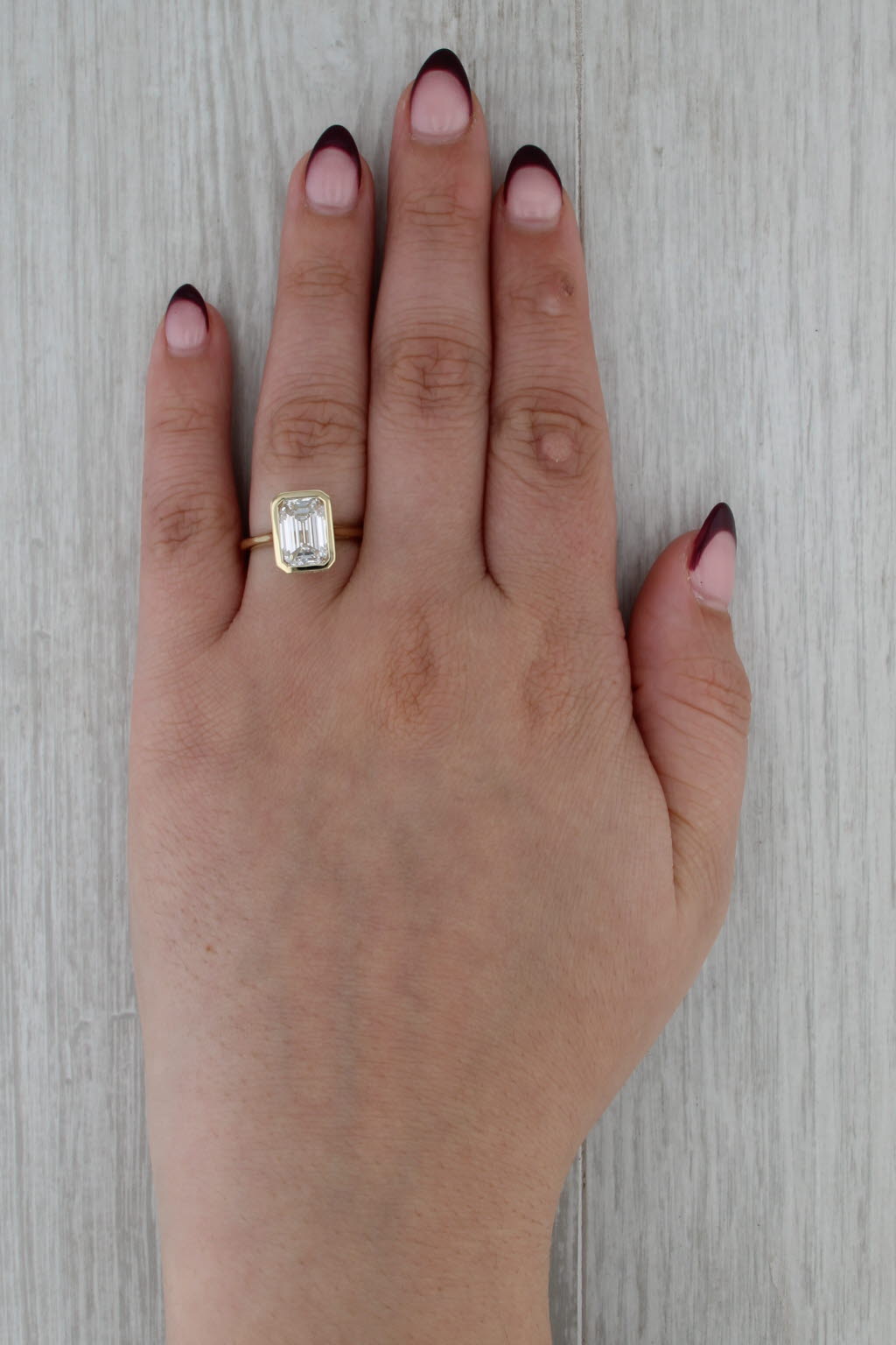 New IGI 3.30ctw Emerald Cut Lab Grown Diamond Engagement Ring 14k Yellow Gold