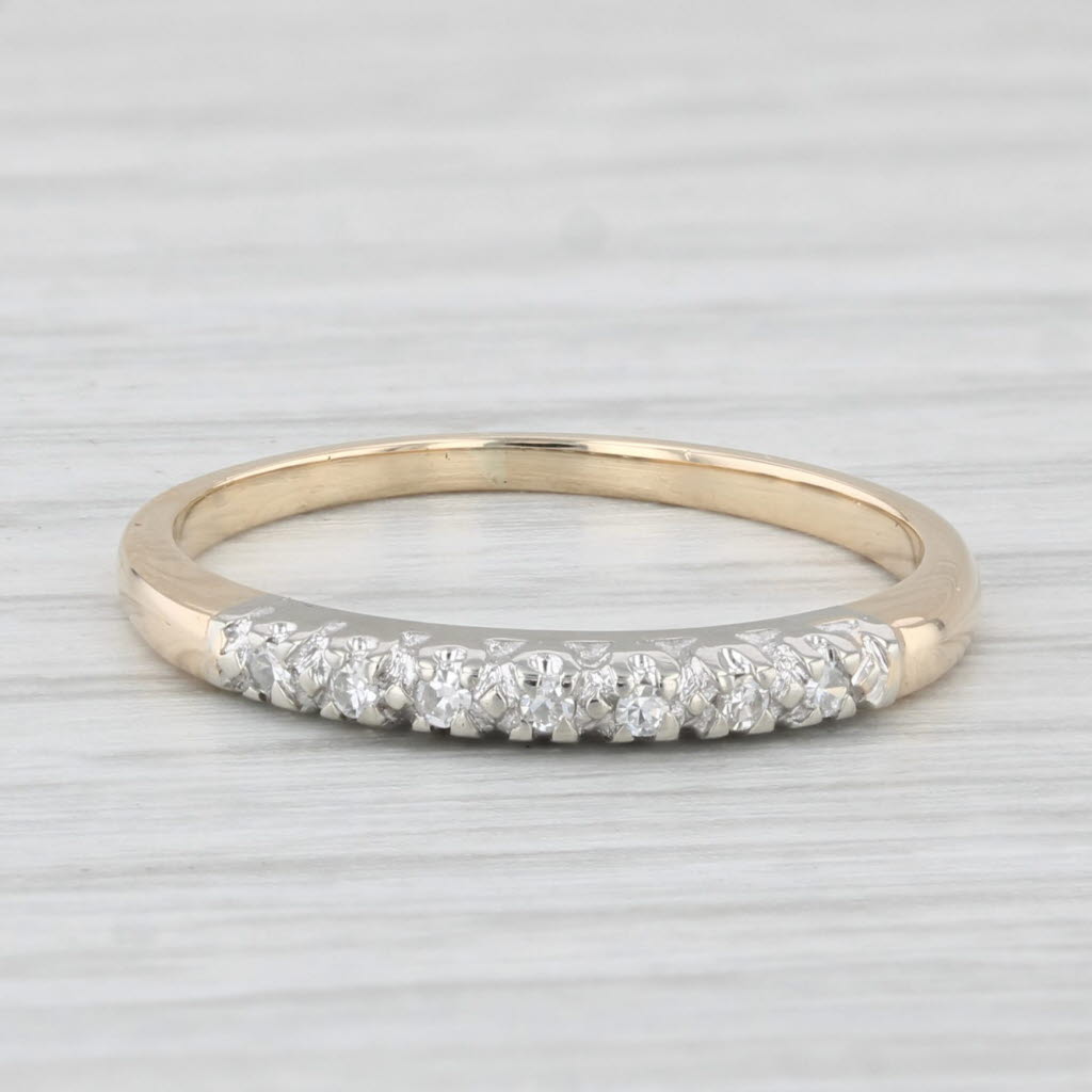 Light Gray Vintage Diamond Wedding Band 14k Yellow Gold Size 5.5 Stackable Ring