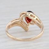 1.00ct Garnet Pear Solitaire Bypass 14K Yellow Gold Ring Sz 6.5 Diamond Accents
