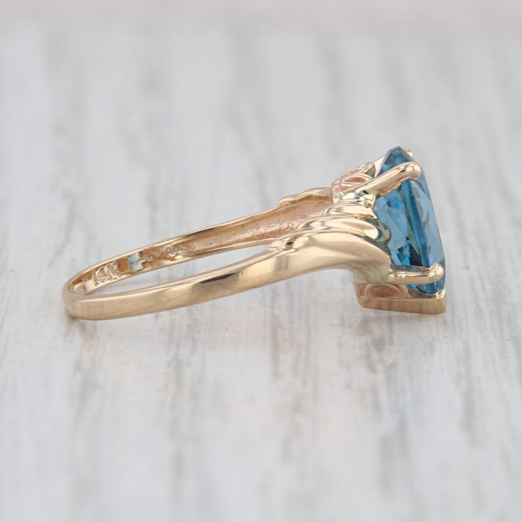 2.30ct Pear Blue Topaz Solitaire Ring 14k Yellow Gold Size 7.5