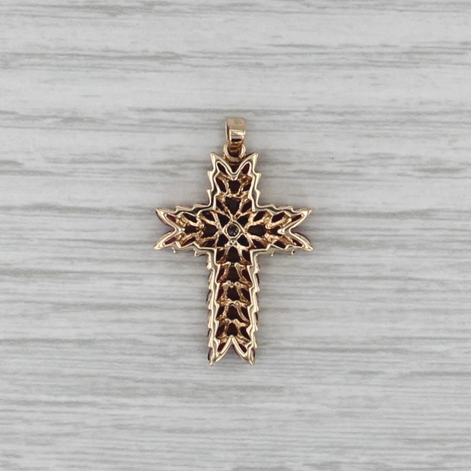2.03ctw Ruby Diamond Cross Pendant 14k Yellow Gold