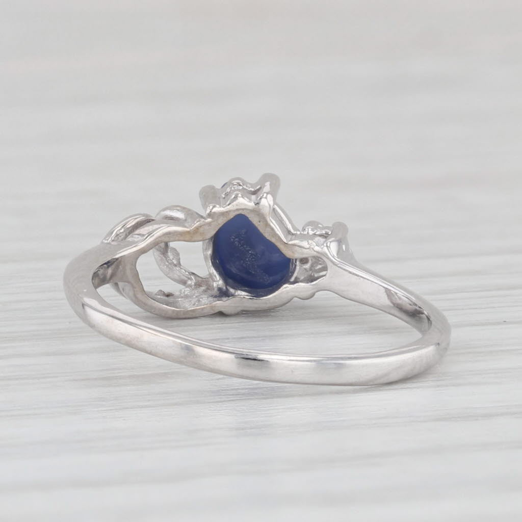 Light Gray Lab Created Star Sapphire Diamond Ring 10k White Gold Size 4.5