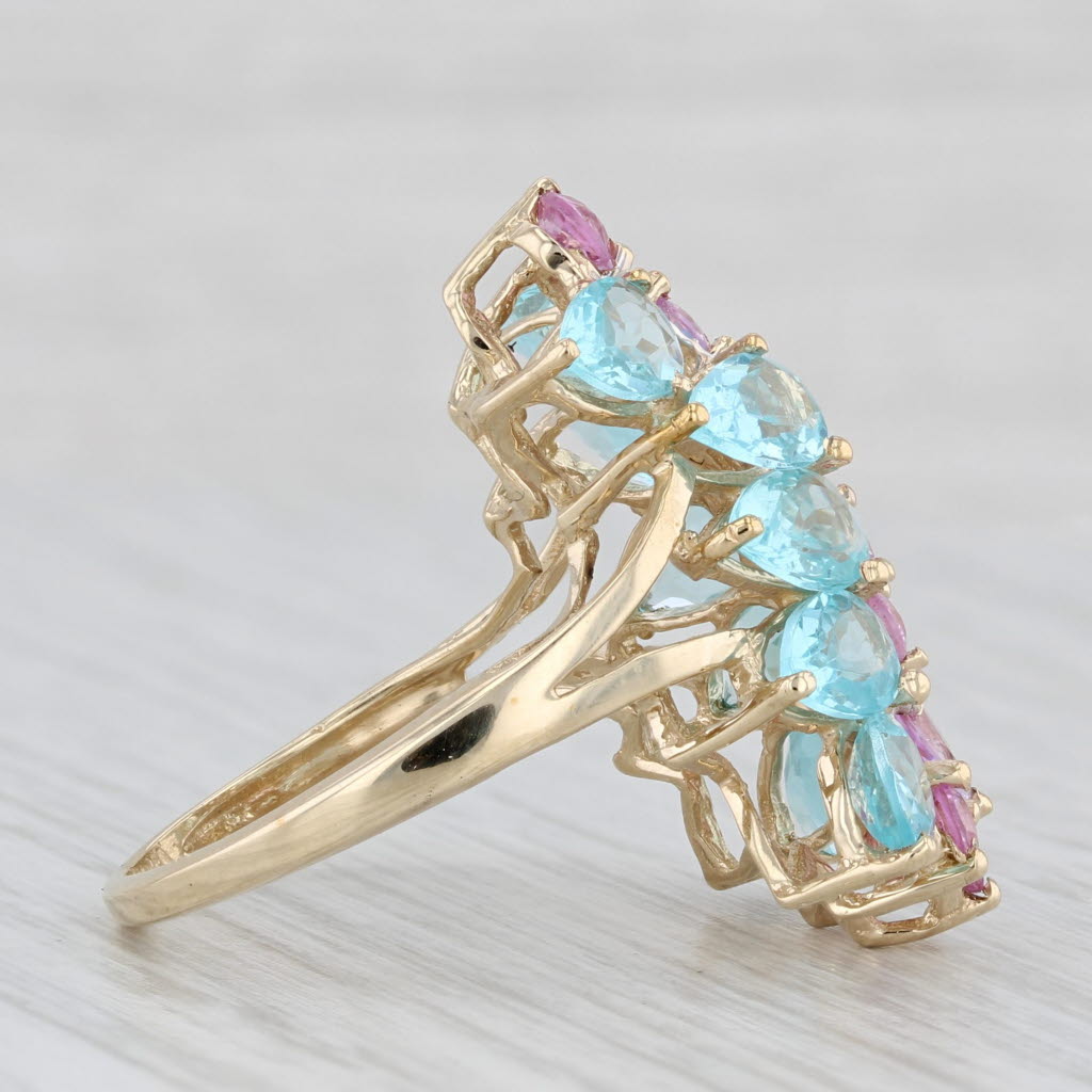 Light Gray 5.52 ctw Pink Sapphire Apatite Diamond Cocktail Ring 10K Yellow Gold Size 7.5