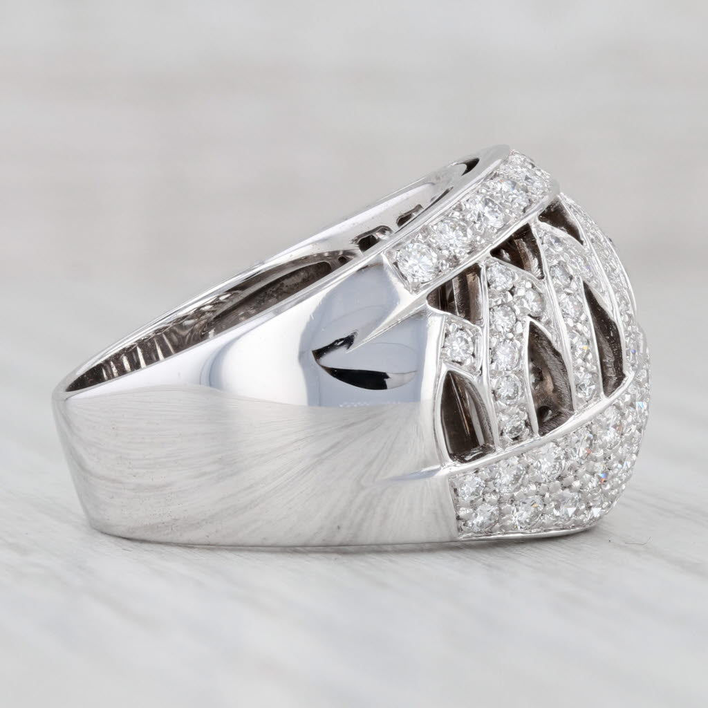 Light Gray 1.50ctw Damiani Princess Ring 18k White Gold Size 7.25 Cocktail Band