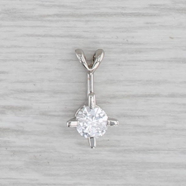 Gray 0.25ct Diamond Round Solitaire Pendant 14k White Gold Small Drop