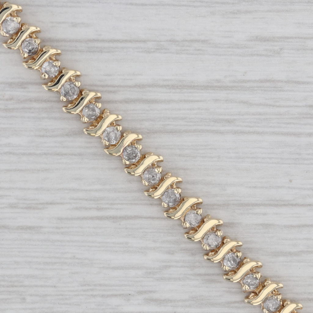Gray 1.50ctw Diamond Tennis Bracelet 10k Yellow Gold 7" 4.7mm