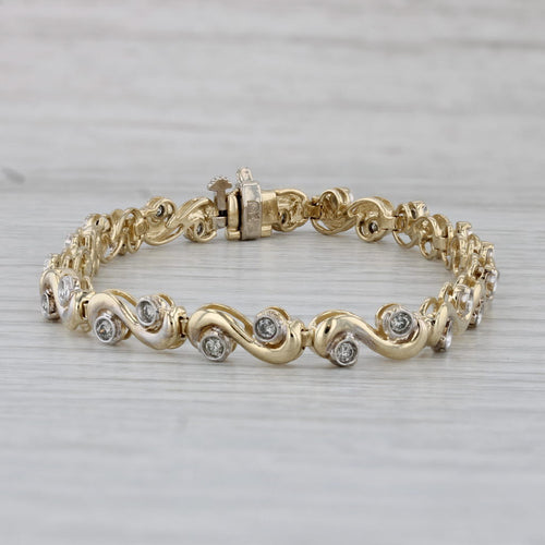 Gray 0.75ctw Diamond Swirl Bracelet 14k Yellow Gold 6.75" 5.4mm
