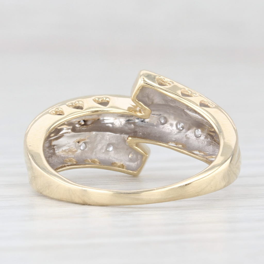 Light Gray Diamond Bypass Ring Heart Accents 10k Yellow White Gold Size 7