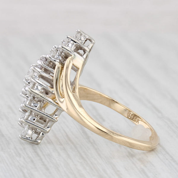 0.80ctw Diamond Cluster Ring 14k Yellow Gold Size 6.5 Cocktail Bypass