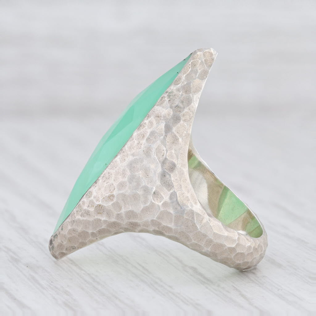 New Nina Nguyen Green Chrysoprase Ring Mekong Sterling Silver Hammered Size 7