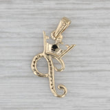 Small Diamond Crowned Letter P Pendant 10k Gold Princess Initial Charm