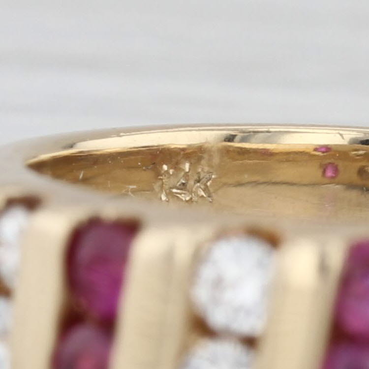 0.74ctw Ruby Diamond Ring 14k Yellow Gold Size 8.25 Stackable