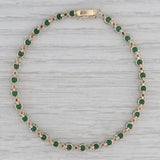 4.28ctw Emerald Tennis Bracelet 10k Yellow Gold Diamond Accents 7" 3.5mm