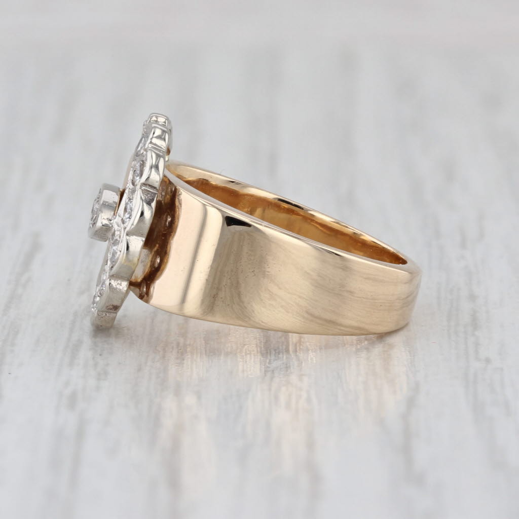 0.22ctw Diamond Belt Buckle Ring 14k Yellow White Gold Size 5.5