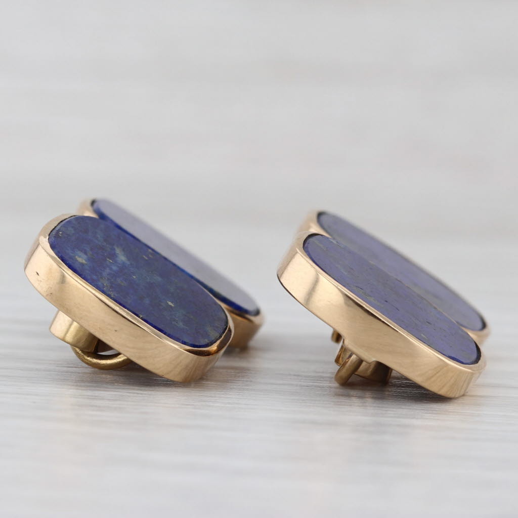 Vintage Lapis Lazuli Cufflinks 18k Yellow Gold Blue Stone