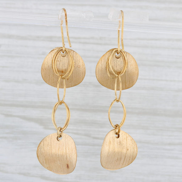 Gold Disc Dangle Earrings 14k Yellow Gold Hook Posts